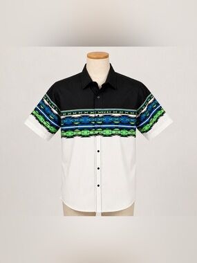 Vintage Brooks & Dunn Aztec Western Shirt L Southwestern Cowboy Button Up